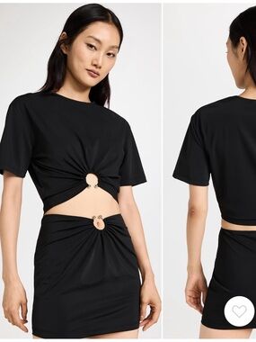 Lioness Black Ring-Front Cropped Top size large